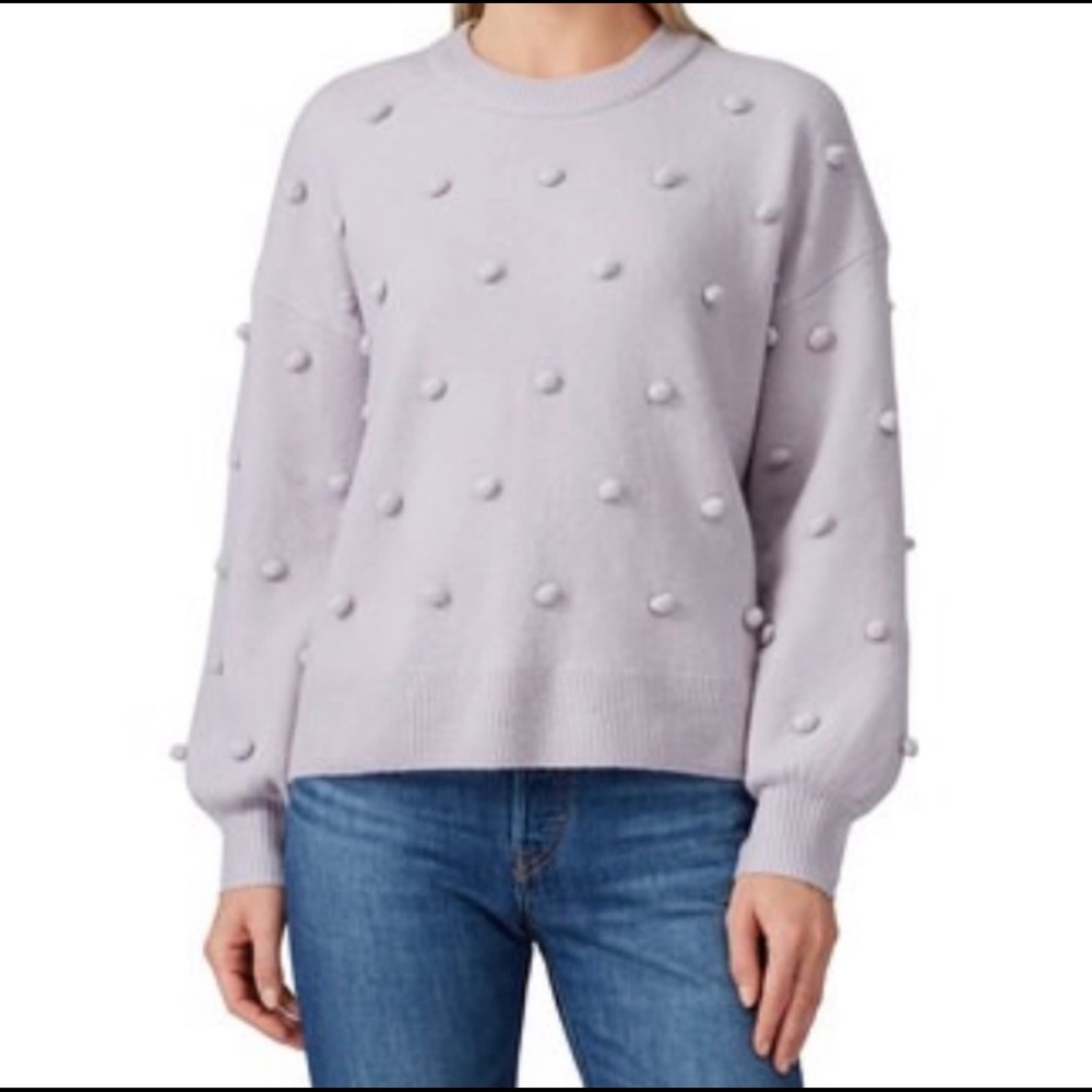 Madewell light lavender pom pom sweater